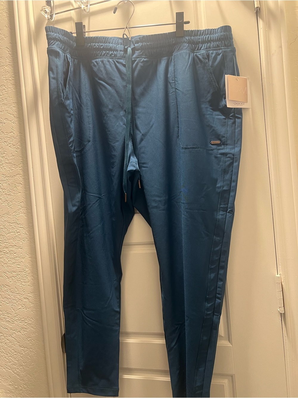 Women Teal by Cherokee Uniforms Pants - Casual Stretch Joggers